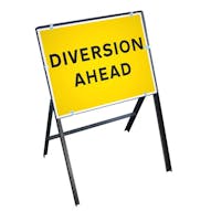 Diversion Ahead Sign with Stanchion Frame