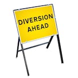 Diversion Ahead Sign with Stanchion Frame