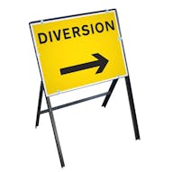 Diversion Right Sign with Stanchion Frame