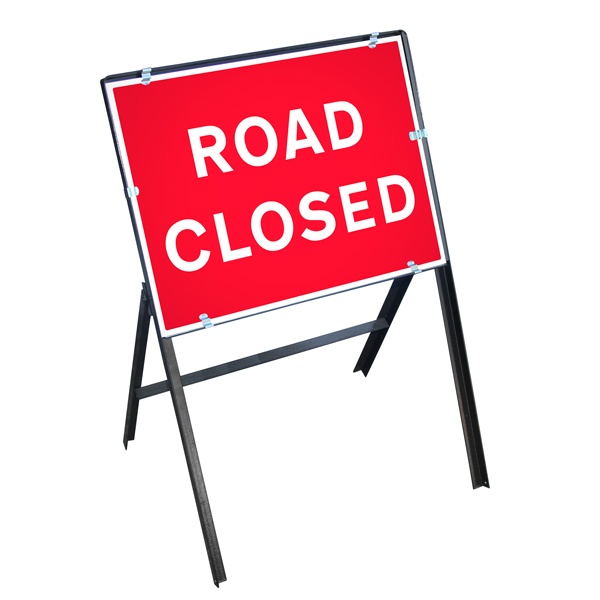 Road Closed Sign with Stanchion Frame | Road & Traffic Signs ...