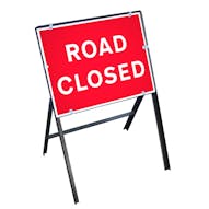 Road Closed Sign with Stanchion Frame