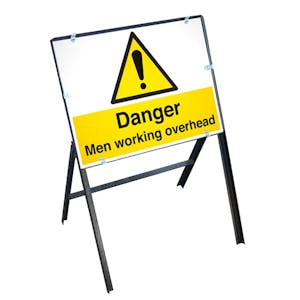 Danger Men Working Overhead Sign with Stanchion Frame