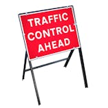Traffic Control Ahead Sign with Stanchion Frame