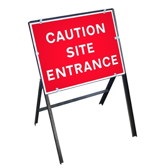 Caution,Site,Entrance,Site Entrance,Caution,Stanchion,Stanchion Sign