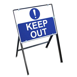 Keep Out Sign with Stanchion Frame