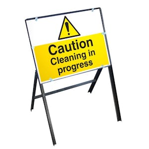 Caution Cleaning In Progress Sign Stanchion Frame