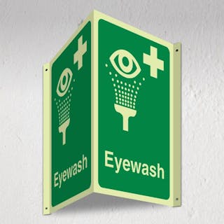 Photoluminescent Emergency Eyewash - 3D Corridor Sign