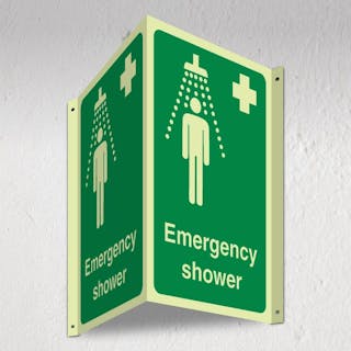 Photoluminescent Emergency Shower - 3D Corridor Sign