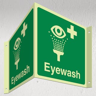 Photoluminescent Eyewash - Square - 3D Corridor Sign